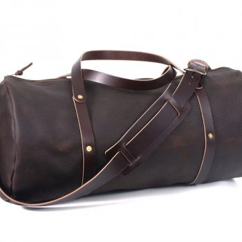 Dark brown leather bag for men