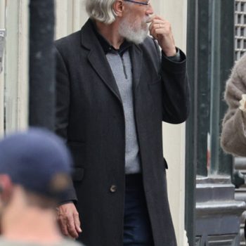 Stephen Brigstocke wearing black coat, Disclaimer 2024.