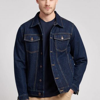 Men's rinse wash denim jacket with classic style in USA