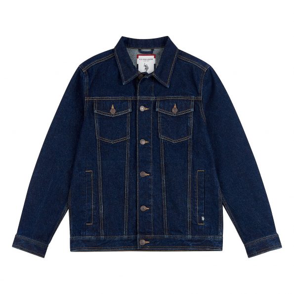 Rinse wash denim jacket for men with a modern fit in United State Market
