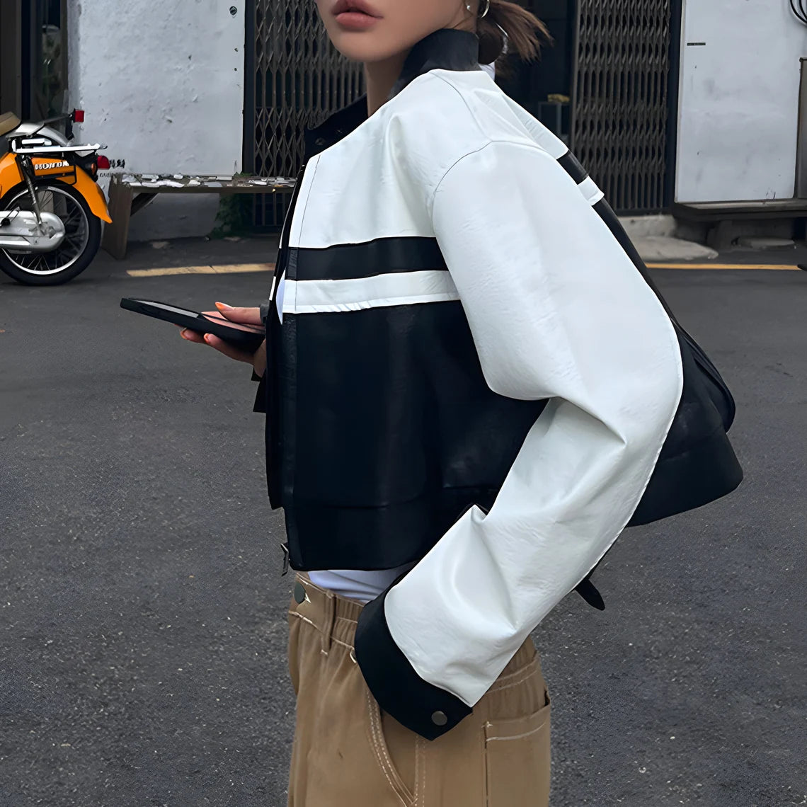 il_1140xN.5071266578_97p2 Black cropped leather jacket with moto racing accents in USA