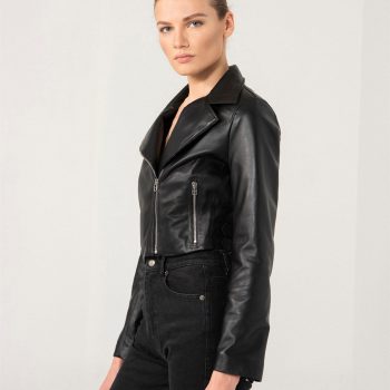 Handcrafted black Leather jacket for women