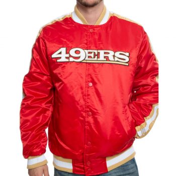 49ers San Francisco red satin jacket back view in France style
