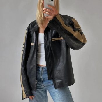 90s women’s vintage oversized straight leather jacket in USA