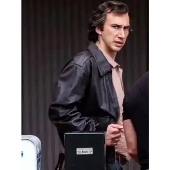 Shop Adam Driver White Noise Black Leather Jacket