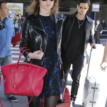 Chic Leather Jacket Look on Adele Exarchopoulos in France market