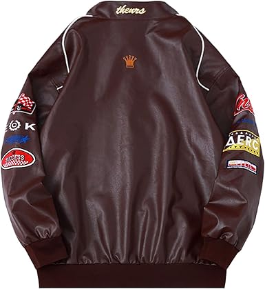 71Lg0RYupeL._AC_SX385 Streetwear racing jacket in black faux leather in USA