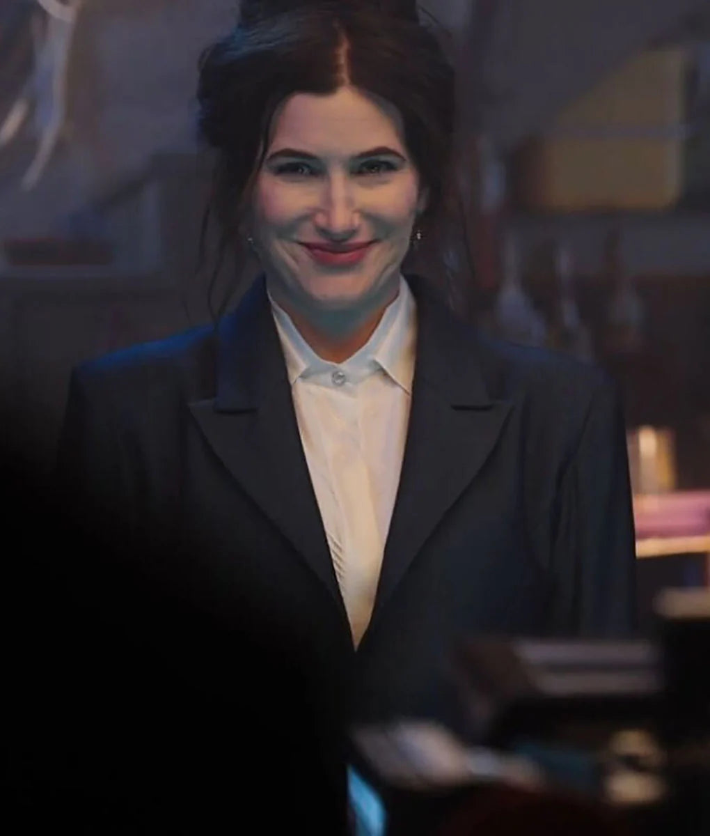 Agatha-Darkhold-Diaries-Kathryn-Black-Coat-4 Kathryn Hahn black coat in Agatha All Along 2024 in USA