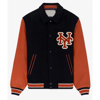 Aime Leon Dore Mets varsity jacket blue and orange