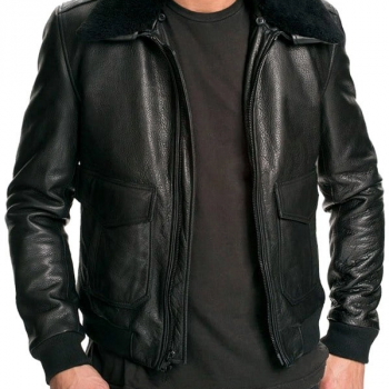 Air Force Leather Bomber Jacket Faux Fur Collar