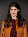 Alexandra-Daddario-Brown-Fur-Leather-Jacket-front