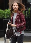 Alicia Vikander's chic Gots tom Lorenzo leather jacket in USA market