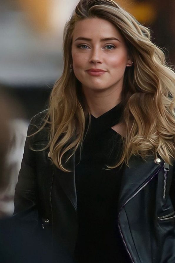 Amber Heard rocks a stylish black biker jacket in United state market