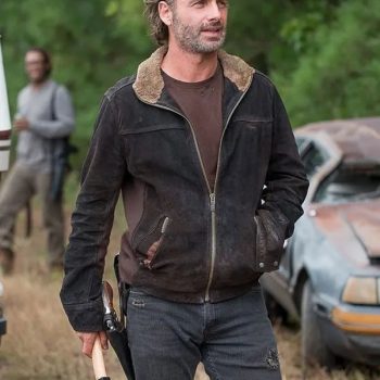 Andrew Lincoln in brown leather jacket, The Walking Dead S05.