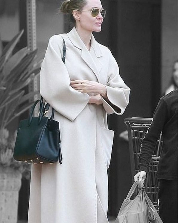 Experience luxury with Angelina Jolie's premium wool coat from The Jackets Seller in US market