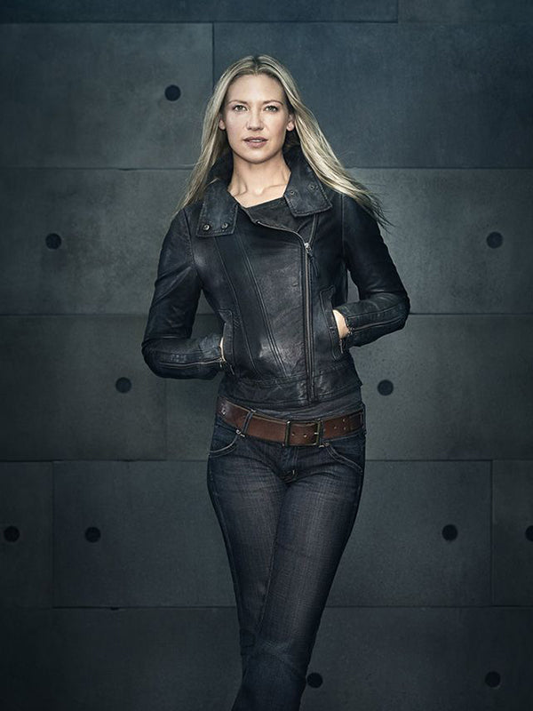 1-14 Anna Torv's iconic black leather jacket from Fringe TV series in American style