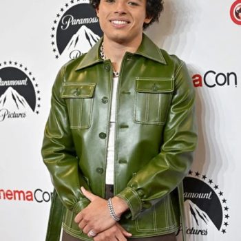 Anthony Ramos in a striking green leather jacket in USA market