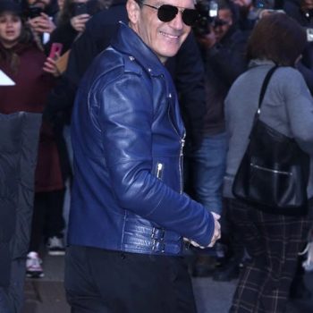 Get the celebrity look with Antonio Banderas's leather jacket in American style