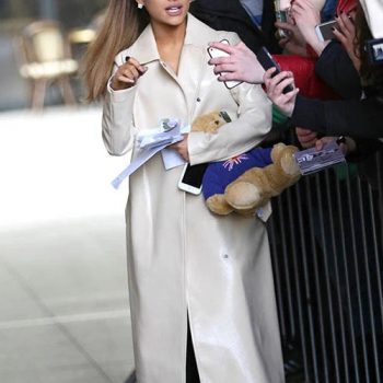 Ariana Grande Slays in Long Leather Coat in USA