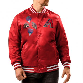 Arizona Diamondbacks Patch Full-Snap Red Satin Varsity Jacket