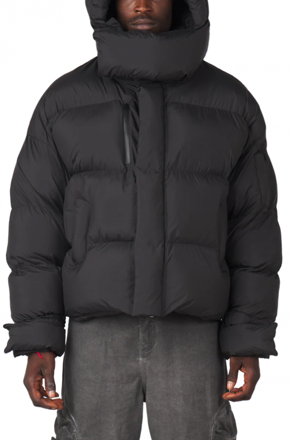 Ash black puffer jacket with quilted design in USA