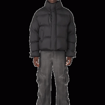 Lightweight ash black insulated puffer coat in USA