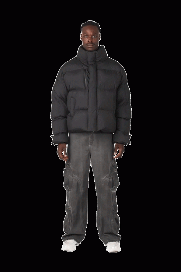 Lightweight ash black insulated puffer coat in USA