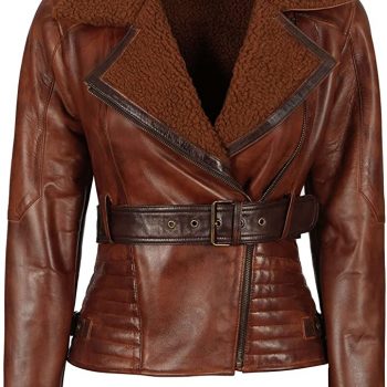 Brown leather jacket for women in USA
