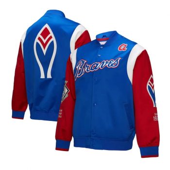 Atlanta Braves Cooperstown Satin Jacket Retro Royal Red