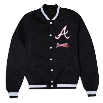 atlanta braves logo select black nylon jacket