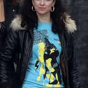 Shop Back To Black 2024 Marisa Abela Quilted Leather Jacket