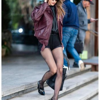 Chic Leather Jacket Inspired by Barbara Palvin