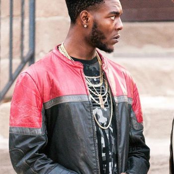 The Chi's Barton Fitzpatrick wearing a stylish leather jacket in UK style