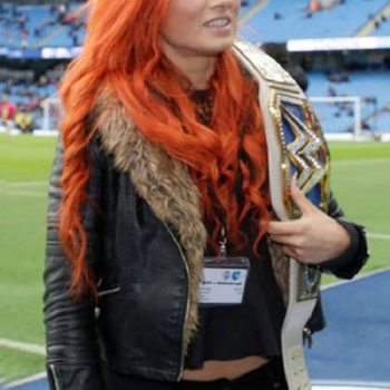 Iconic fur shearling jacket worn by Becky Lynch in USA market