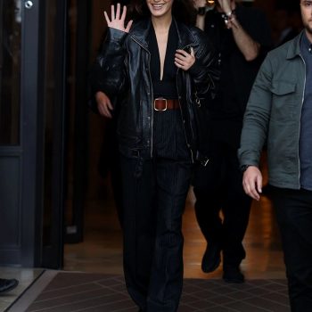 Chic Leather Jacket Worn by Bella Hadid at Paris Fashion Week