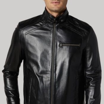 Men's Classic Black Leather Outerwear - Bernie in France style
