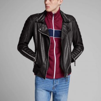 Biker Boom Sheep Napa Stylish Leather Jacket for men
