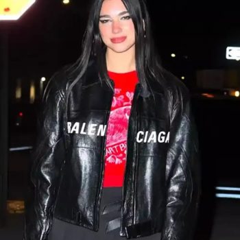 Black Balenciaga leather jacket in USA