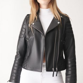 Black Biker Leather Jacket for women in USA