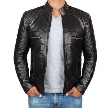 Black Decant Leather Jacket For Men’s 