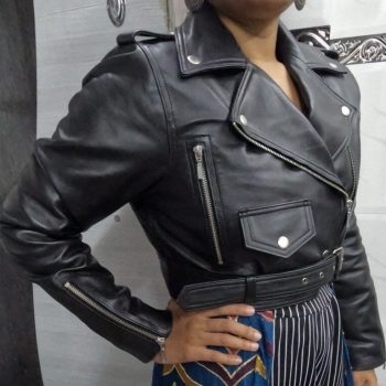 Stylish Women's Black Cropped Leather Bolero Shrug Jacket in American Market