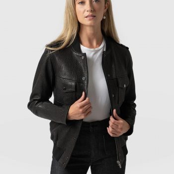 BLACK BOMBER JACKET FOR WOMEN