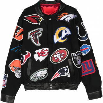 Shop Black NFL Multi Logo Bomber Jacket