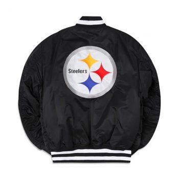 Steelers black nylon bomber jacket