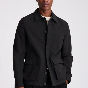 Lightweight black field jacket with multiple pockets in USA