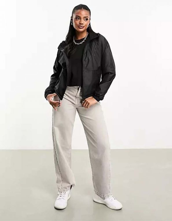 TJS black windbreaker jacket in France style