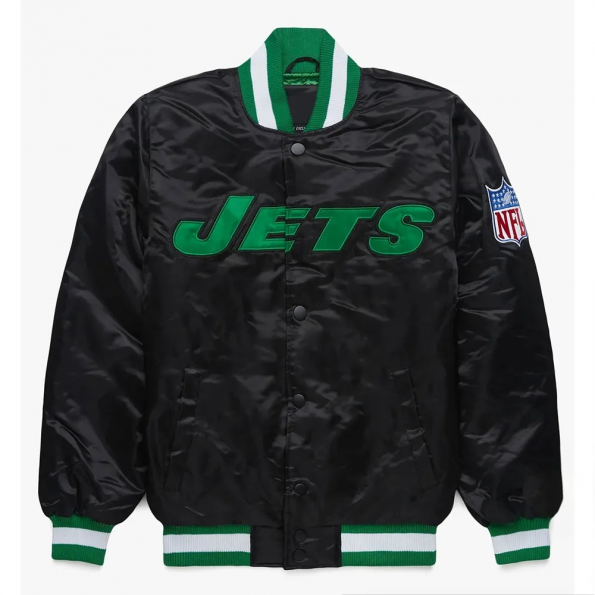Blackout New York Jets satin jacket front view