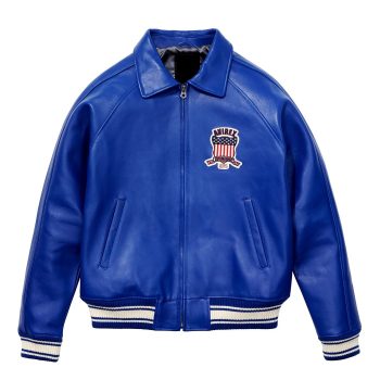 Shop Blue Avirex Icon Leather Jacket