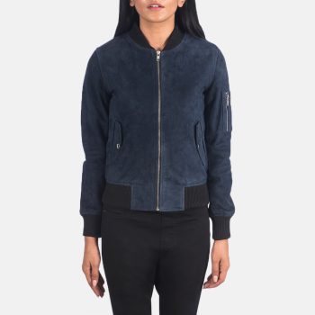 Blue suede bomber jacket in USA