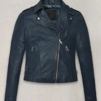 Soft Winsor Blue Washed & Wax Leather Jacket Front View in USA